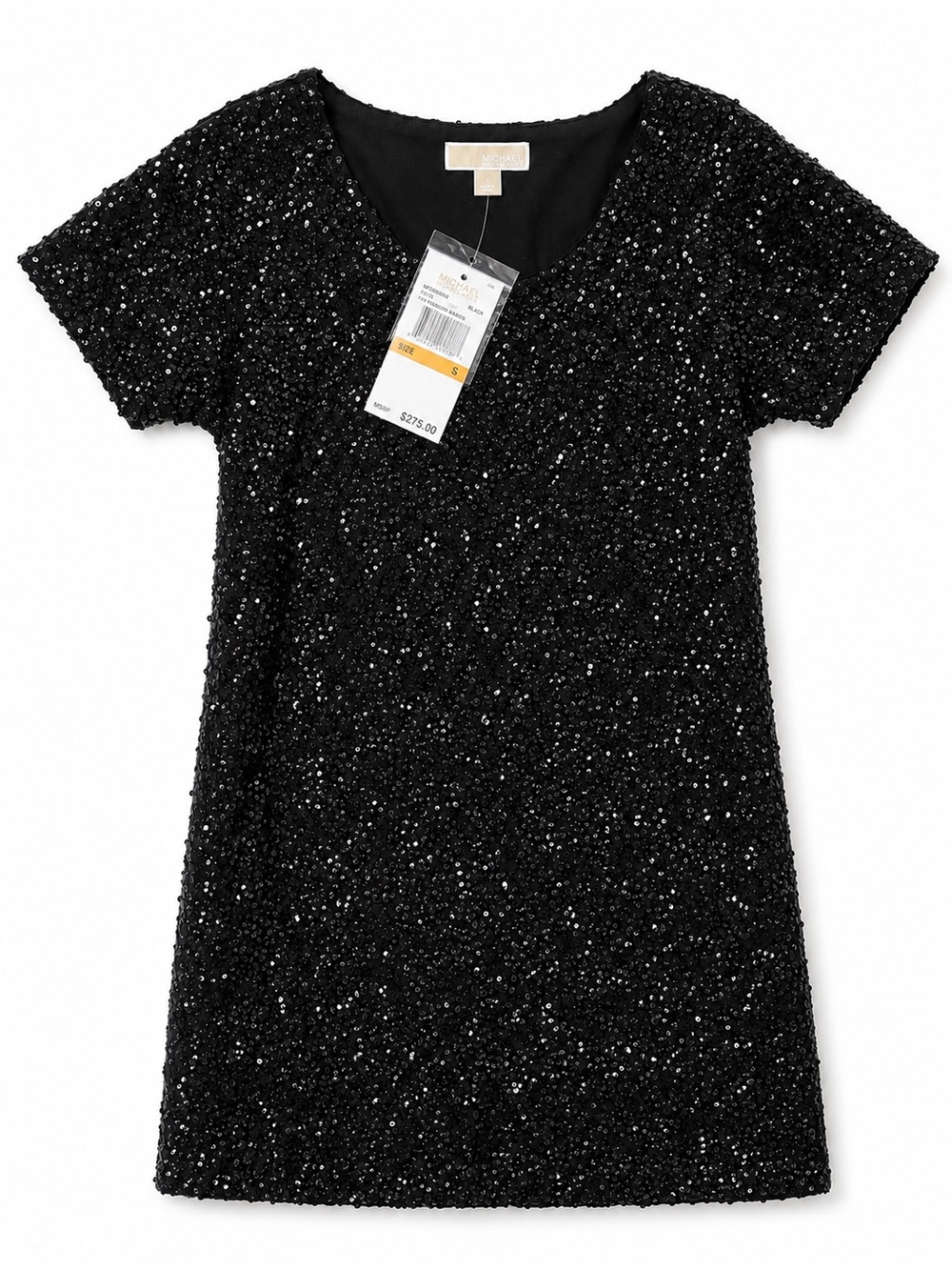 MICHAEL Michael Kors Black Sequin Short Sleeve Girls Dress